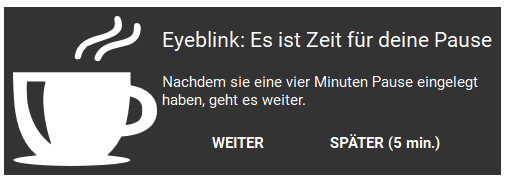 Eyeblink Computer Pause Erinnerung